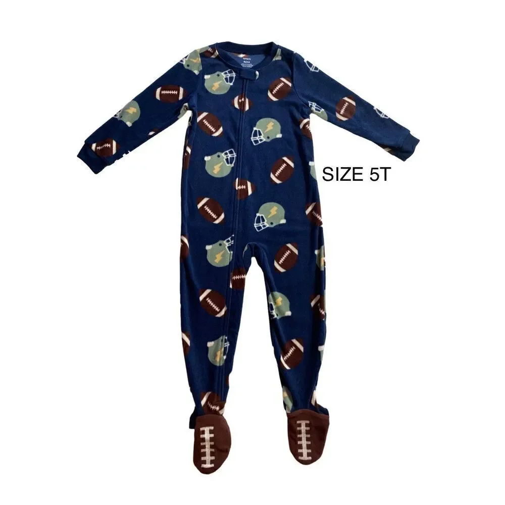 Carter's Boys 5T Football Fleece Footed Paiamas